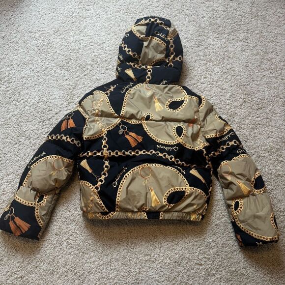 Goldbergh Precious Print Down Ski Jacket Gold Chain Design US 8 - Picture 12 of 12